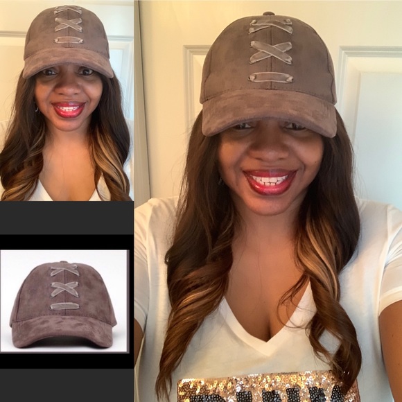 Grace Accessories - Velvet Lace Up Faux Suede Cap